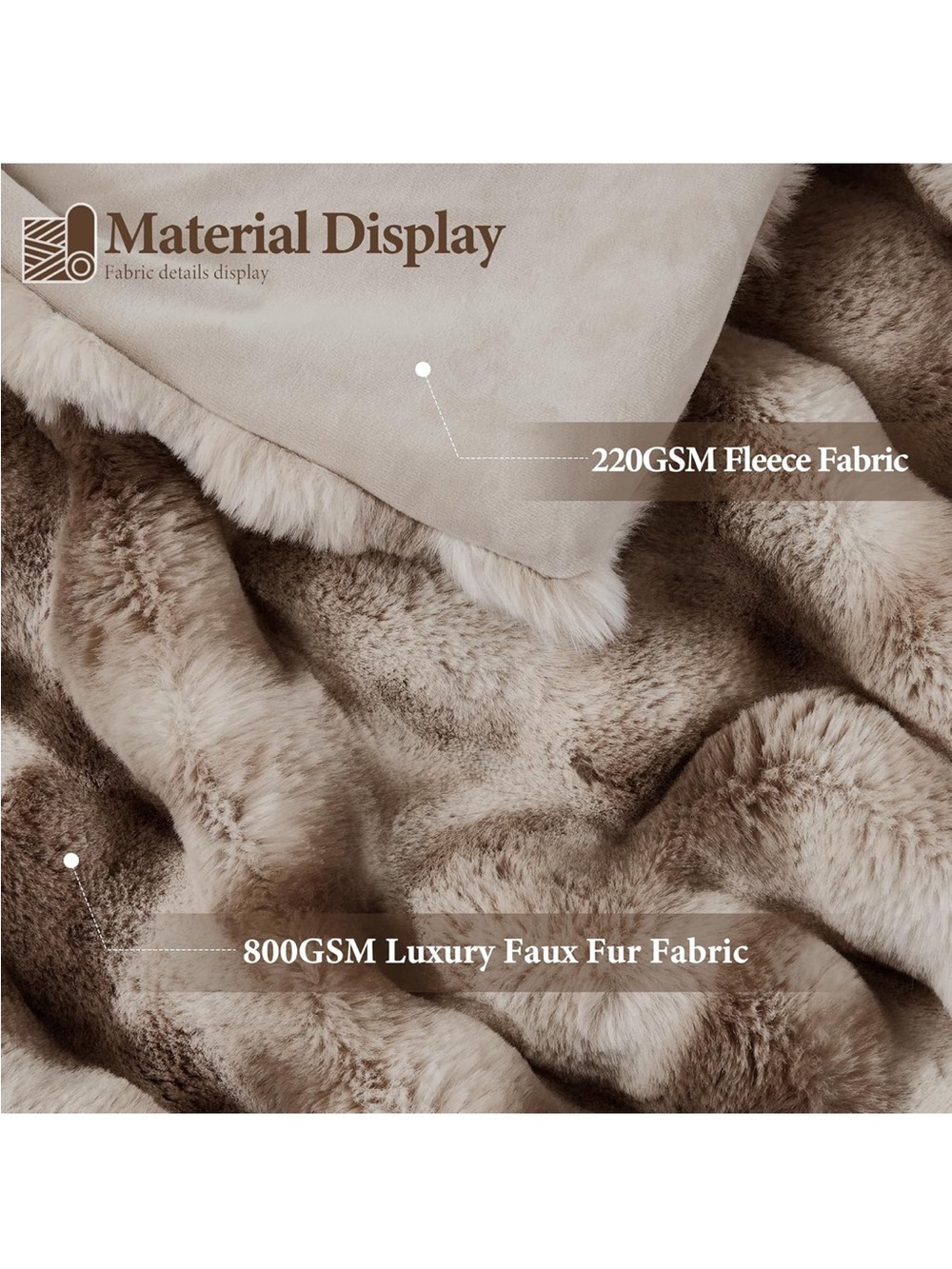 Luxury 1000GSM Faux Rabbit Fur Throw Blanket - Picture 2 of 3